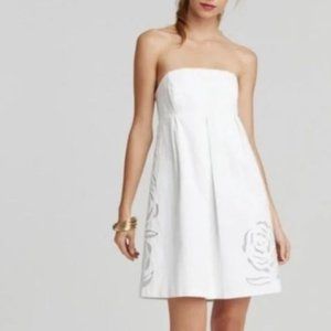 Lily Pulitzer White Strapless dress with embroidered overlay